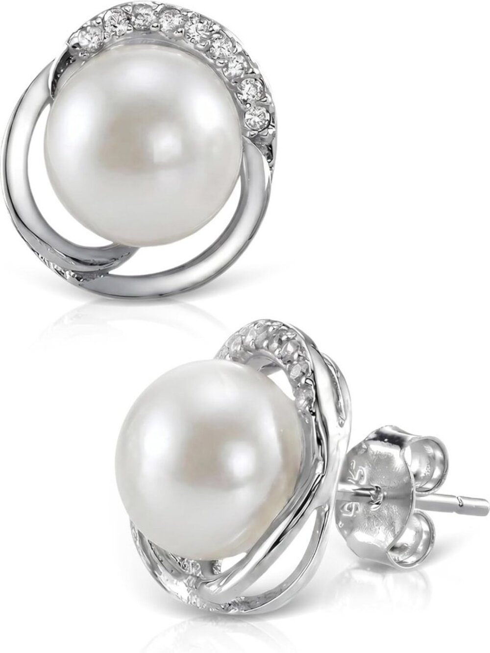 Elegant Freshwater Pearl & Cubic Zirconia Pendant & Earrings Set for Women